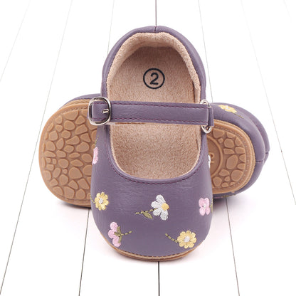 Cute Embroidery Flower Baby Summer Sandal Mary Jane Style, Comfortable Toddler Girl Sandals for Everyday Wear