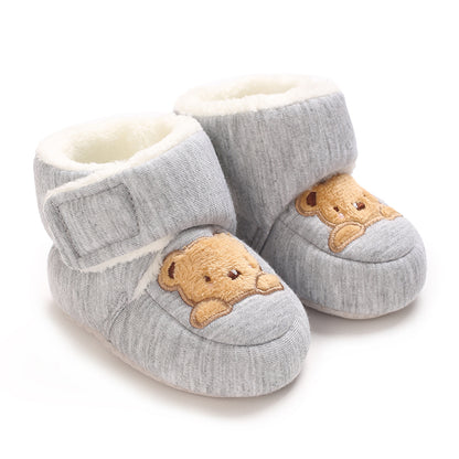 Solid Color Snow Boots Soft Cloth Sole Walking Shoes for 0-1 Year Old Babyboys Girls Casual Fashion Autumn Winter