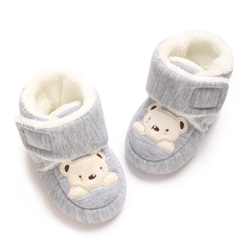 Solid Color Snow Boots Soft Cloth Sole Walking Shoes for 0-1 Year Old Babyboys Girls Casual Fashion Autumn Winter