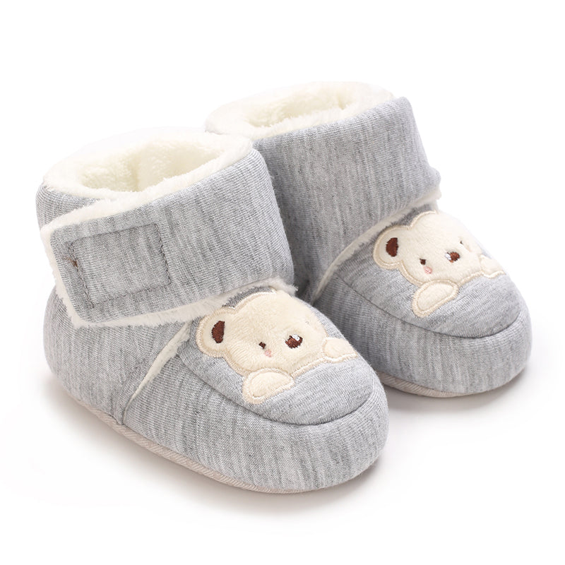 Solid Color Snow Boots Soft Cloth Sole Walking Shoes for 0-1 Year Old Babyboys Girls Casual Fashion Autumn Winter