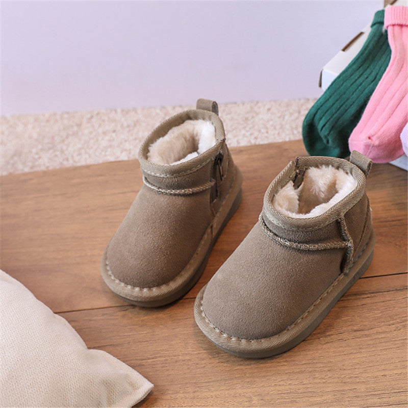 New Winter Baby Snow Boots leather Warm Plush Little Boys Shoes Non slip Fashion Todd Girls Boots Cozy Winter Protection