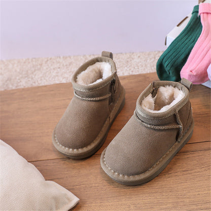 New Winter Baby Snow Boots leather Warm Plush Little Boys Shoes Non slip Fashion Todd Girls Boots Cozy Winter Protection