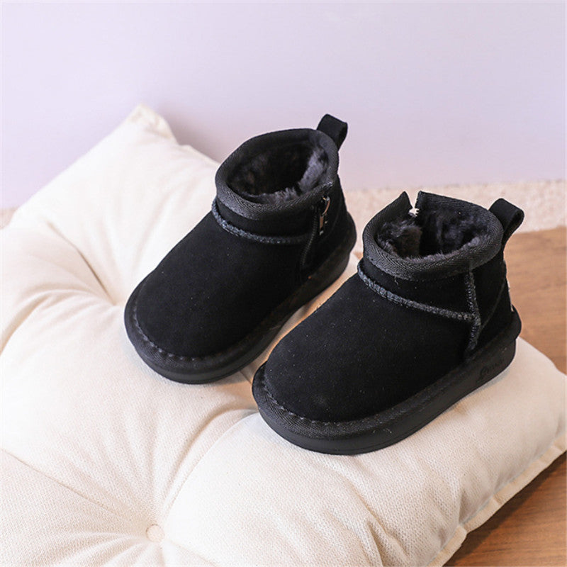 New Winter Baby Snow Boots leather Warm Plush Little Boys Shoes Non slip Fashion Todd Girls Boots Cozy Winter Protection