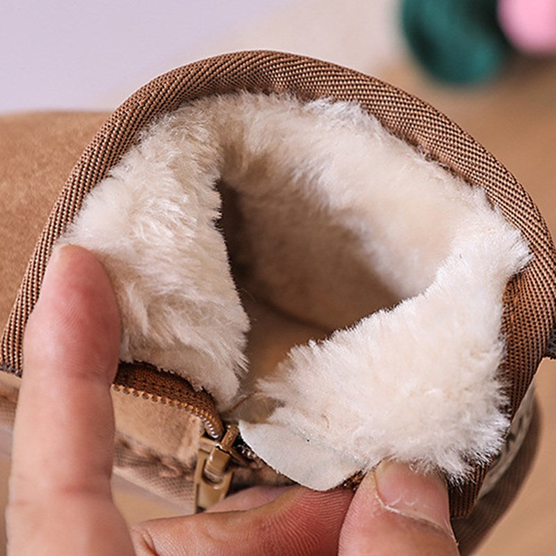 New Winter Baby Snow Boots leather Warm Plush Little Boys Shoes Non slip Fashion Todd Girls Boots Cozy Winter Protection
