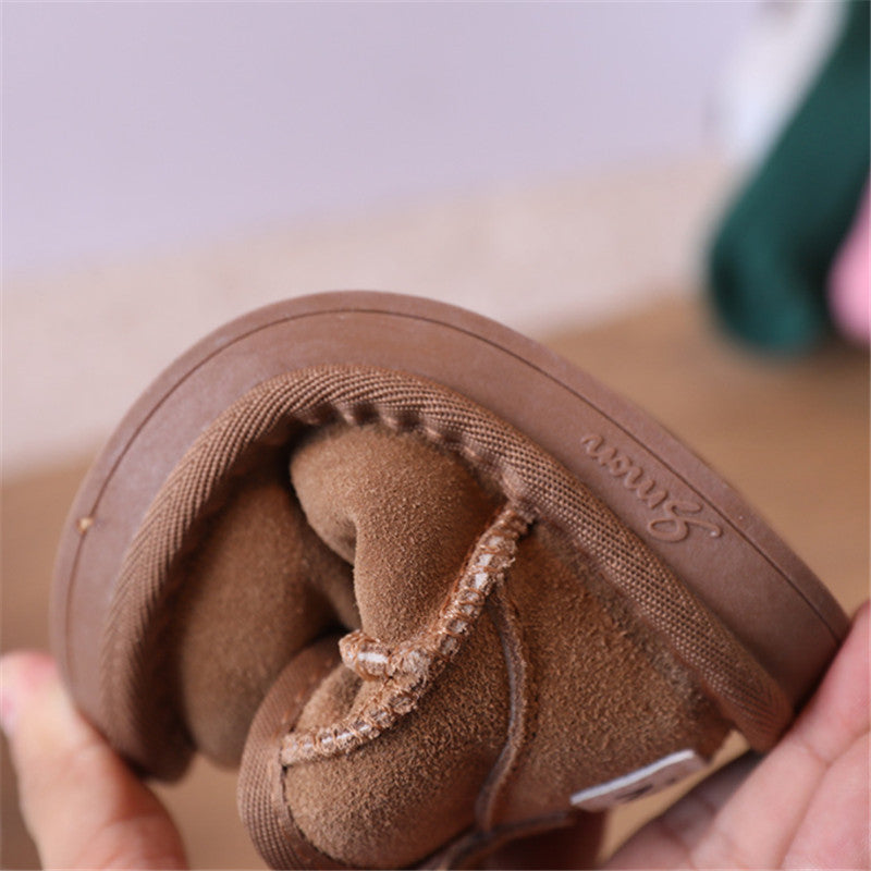 New Winter Baby Snow Boots leather Warm Plush Little Boys Shoes Non slip Fashion Todd Girls Boots Cozy Winter Protection