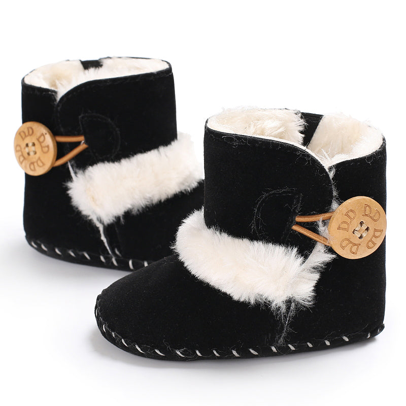 Winter Baby Plush Thickened Warm Rubber Sole Snow Boots, Anti Slip Indoor Outdoor First Step Toddler Walking Shoes