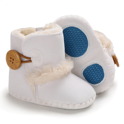 Winter Baby Plush Thickened Warm Rubber Sole Snow Boots, Anti Slip Indoor Outdoor First Step Toddler Walking Shoes