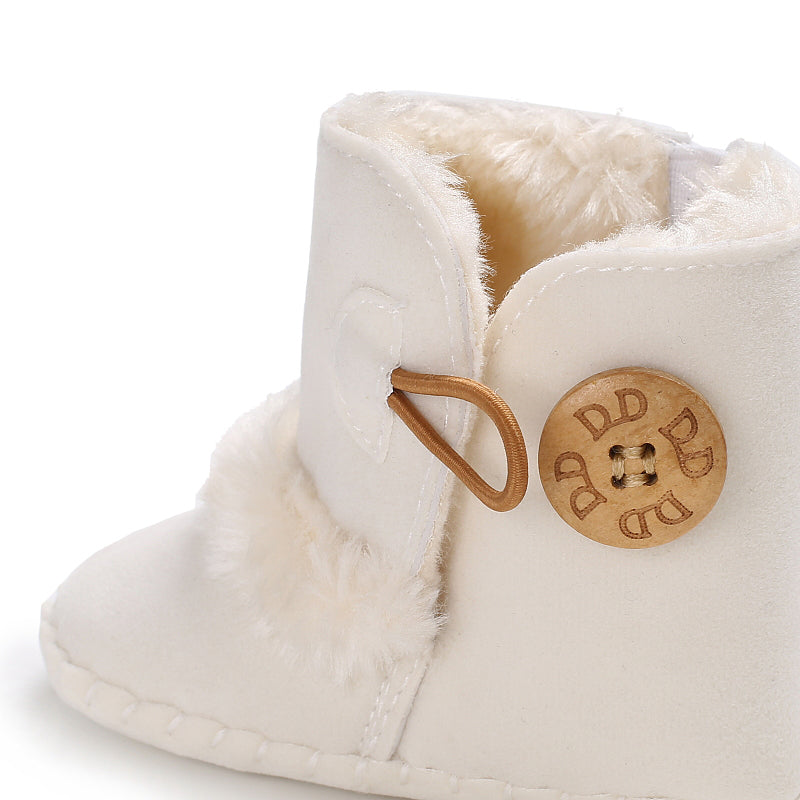 Winter Baby Plush Thickened Warm Rubber Sole Snow Boots, Anti Slip Indoor Outdoor First Step Toddler Walking Shoes