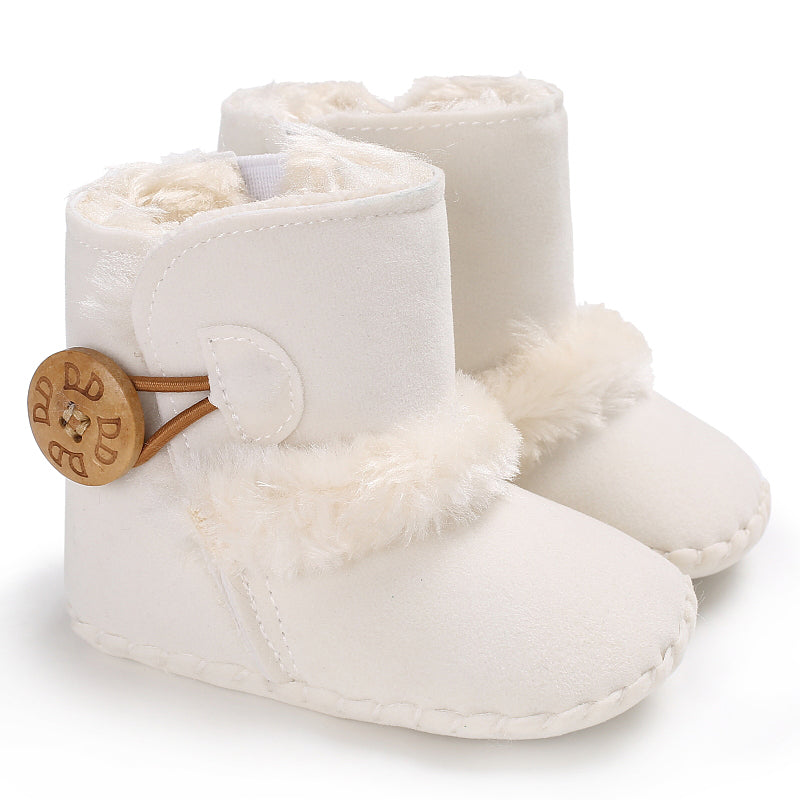 Winter Baby Plush Thickened Warm Rubber Sole Snow Boots, Anti Slip Indoor Outdoor First Step Toddler Walking Shoes