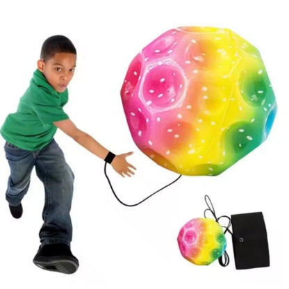 High Elasticity New Colorful Bouncy Balls, Rubber Hand Ball Rubber Hole Ball Decompression Toy with Wristband, Fun Gift