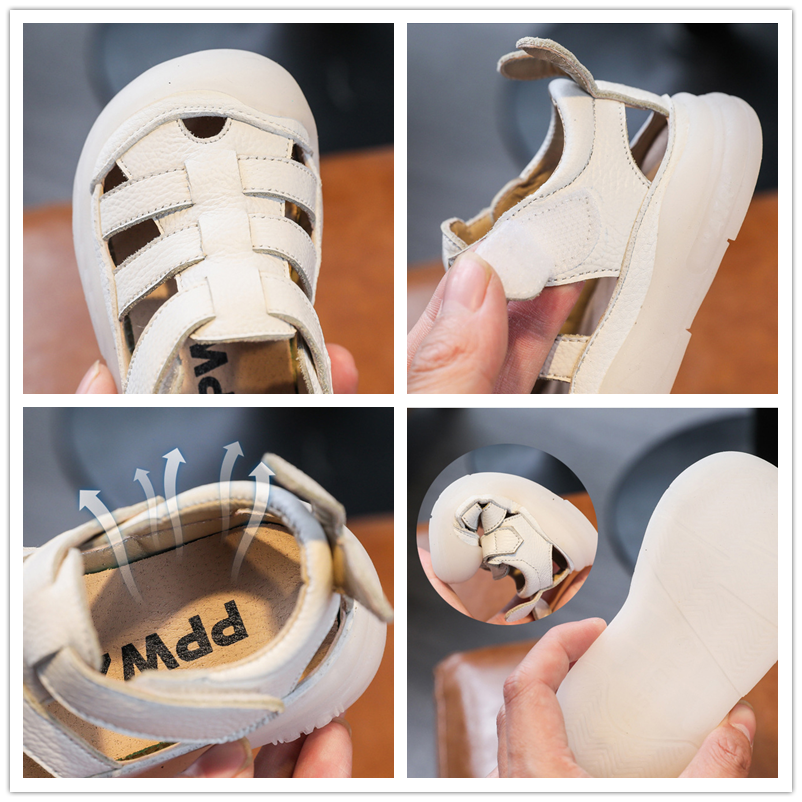Genuine Leather Baby Girls Boys Sandals, Summer Infant Toddler Shoes, Soft-soled School Kids Casual Shoes & Childrens