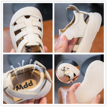 Genuine Leather Baby Girls Boys Sandals, Summer Infant Toddler Shoes, Soft-soled School Kids Casual Shoes & Childrens
