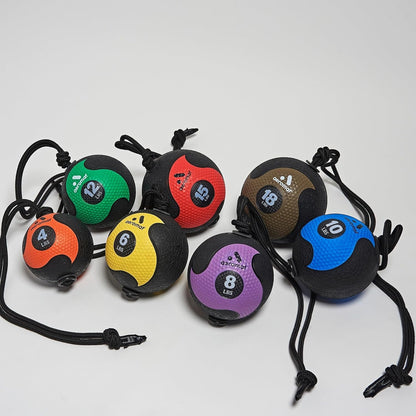 Elite Power 39 Rope 12 lb Medicine Ball for Exercise 9 Dia Workout Ball Weighted Exercise Color-Coded Wall Ball