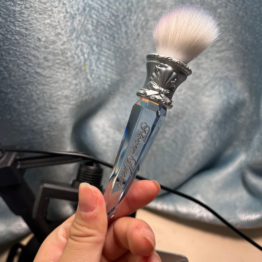 Flower Knows Shells Jewel Angled Blush Brush Crystal Handle Contour Highlight Brush Vegan Cruelty Free Face Tool
