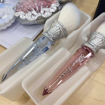 Flower Knows Shells Jewel Angled Blush Brush Crystal Handle Contour Highlight Brush Vegan Cruelty Free Face Tool
