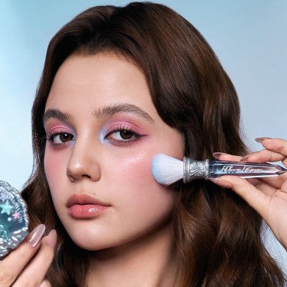 Flower Knows Shells Jewel Angled Blush Brush Crystal Handle Contour Highlight Brush Vegan Cruelty Free Face Tool