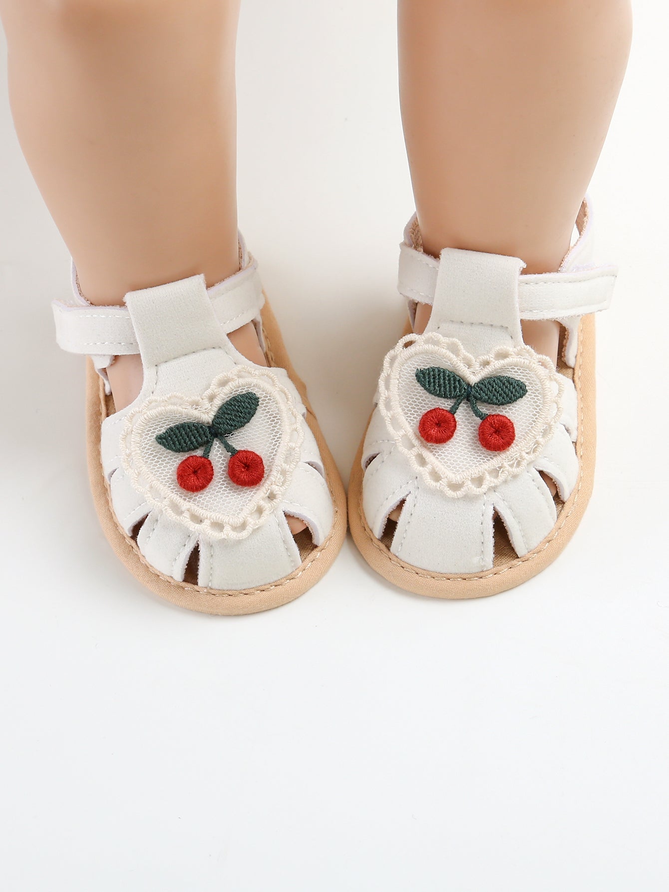 Summer Baby Girl Sandals with Cherry Design, Cloth Sole Newborn Shoes for First Walking, Toddler Style & Comfort
