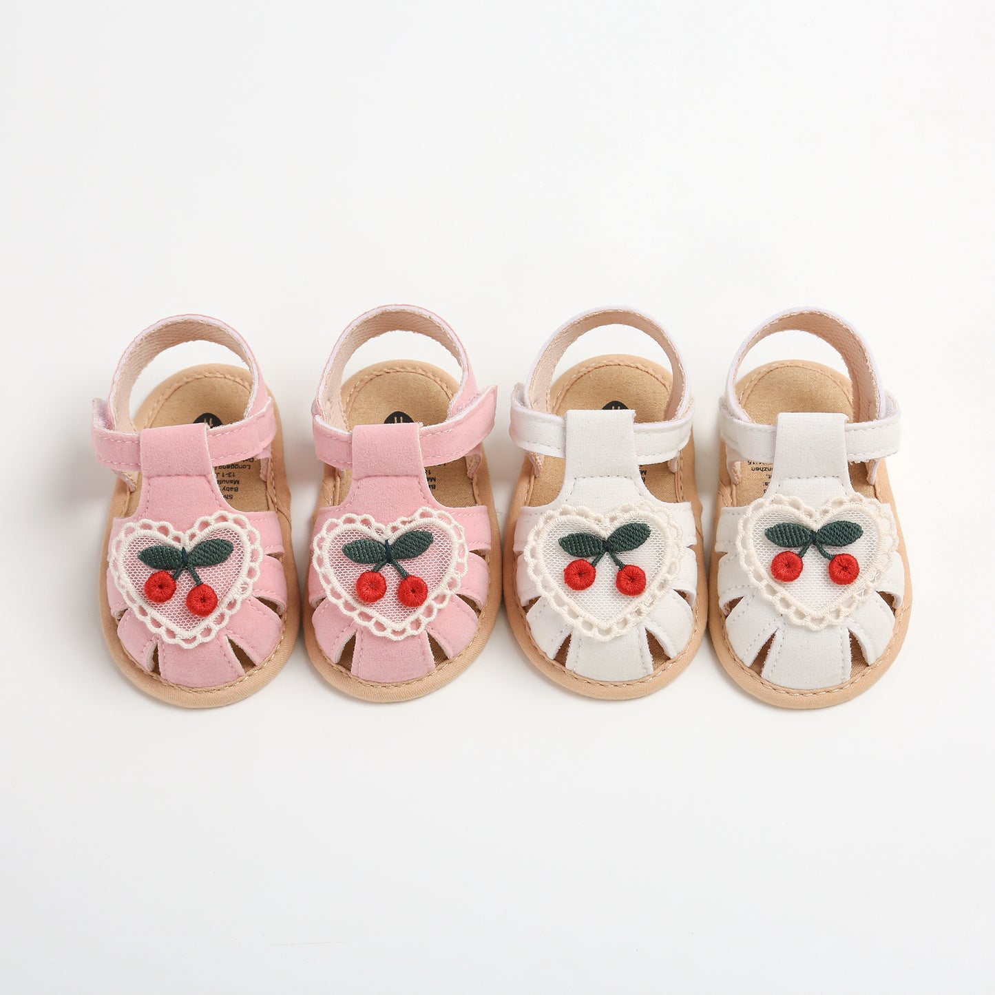 Summer Baby Girl Sandals with Cherry Design, Cloth Sole Newborn Shoes for First Walking, Toddler Style & Comfort
