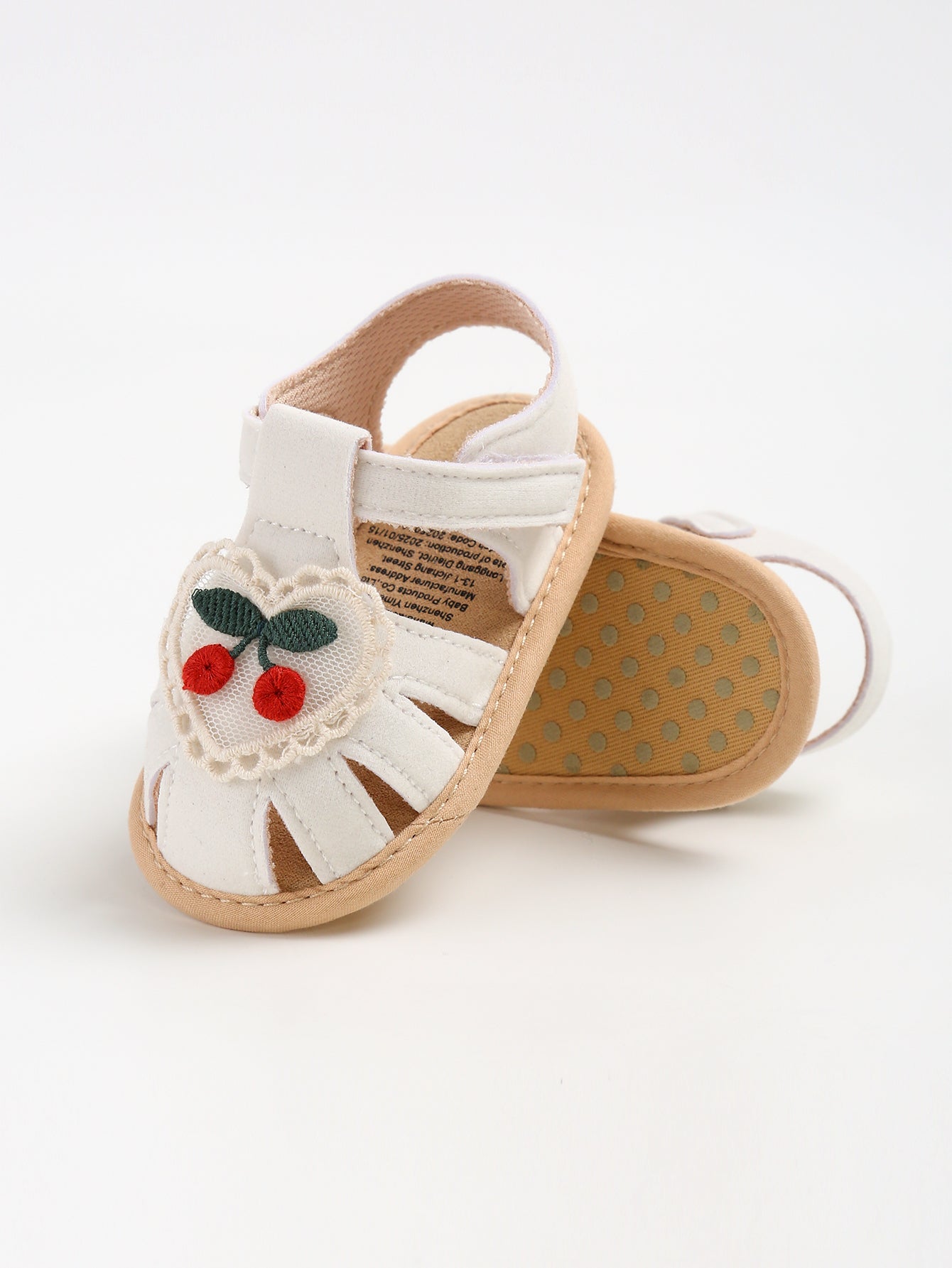 Summer Baby Girl Sandals with Cherry Design, Cloth Sole Newborn Shoes for First Walking, Toddler Style & Comfort