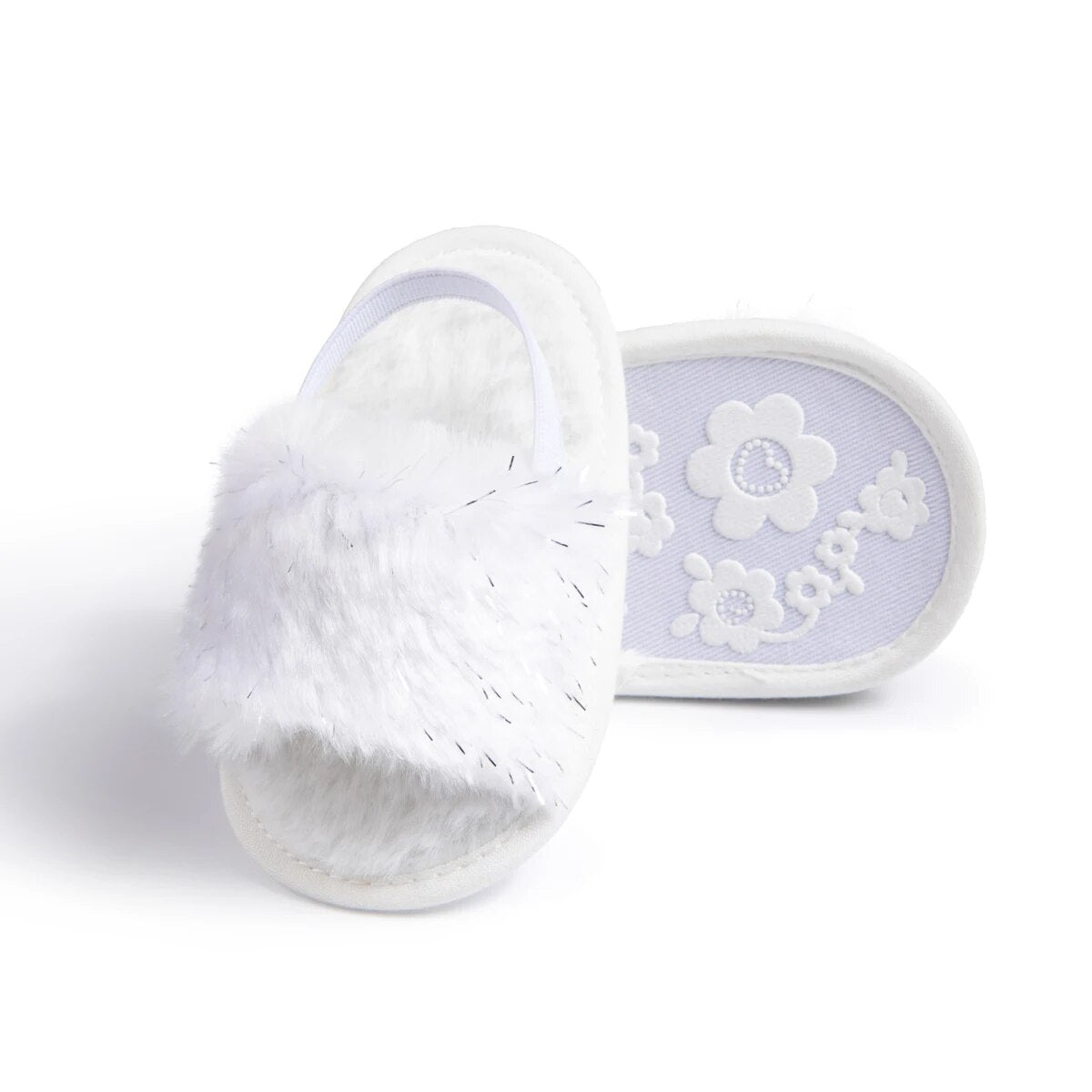 Meckior Baby Boys Girls Sandals, Fluffy Baby Shoes with Soft Cotton Sole, Anti-Slip Toddler First Walkers & Indoor Baby