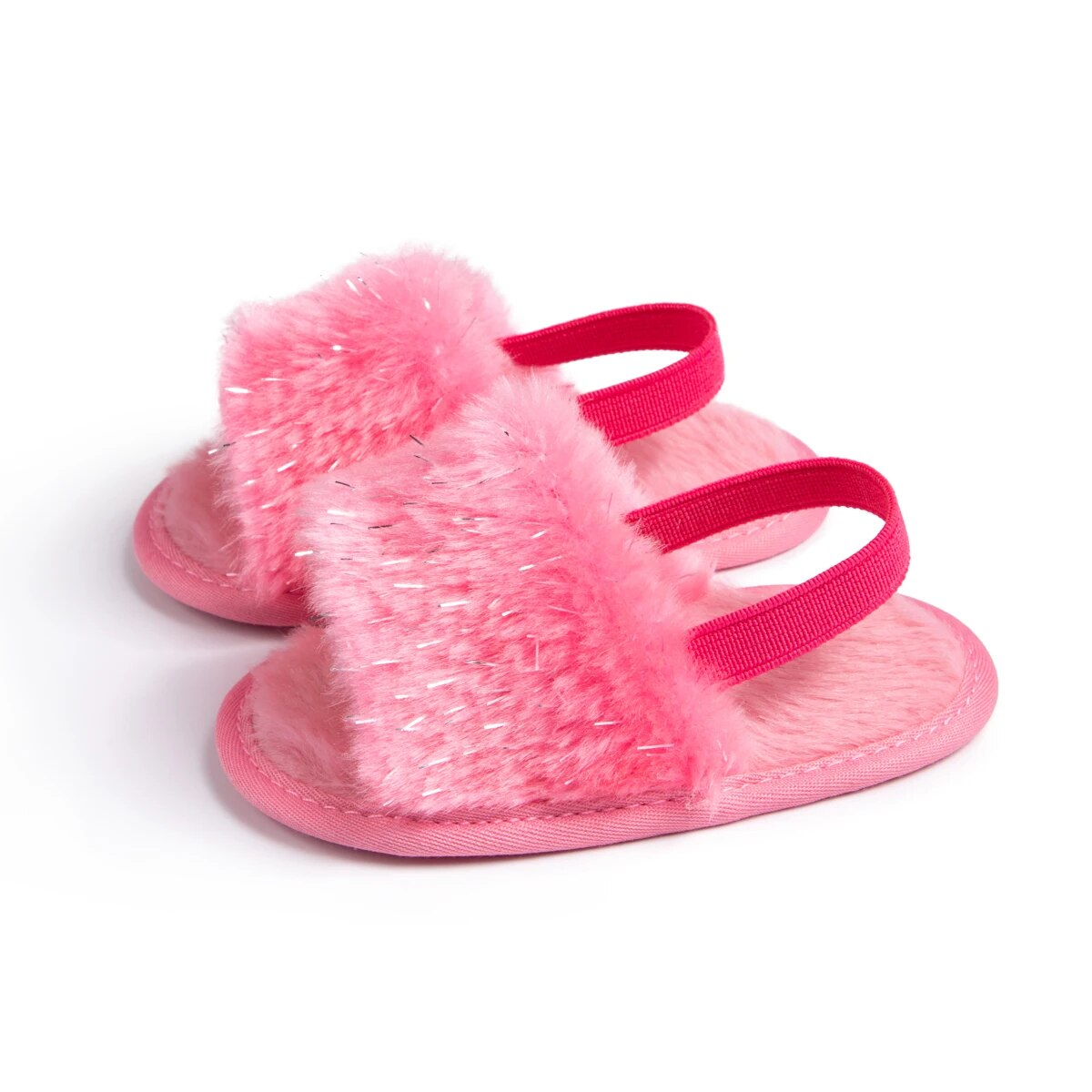 Meckior Baby Boys Girls Sandals, Fluffy Baby Shoes with Soft Cotton Sole, Anti-Slip Toddler First Walkers & Indoor Baby