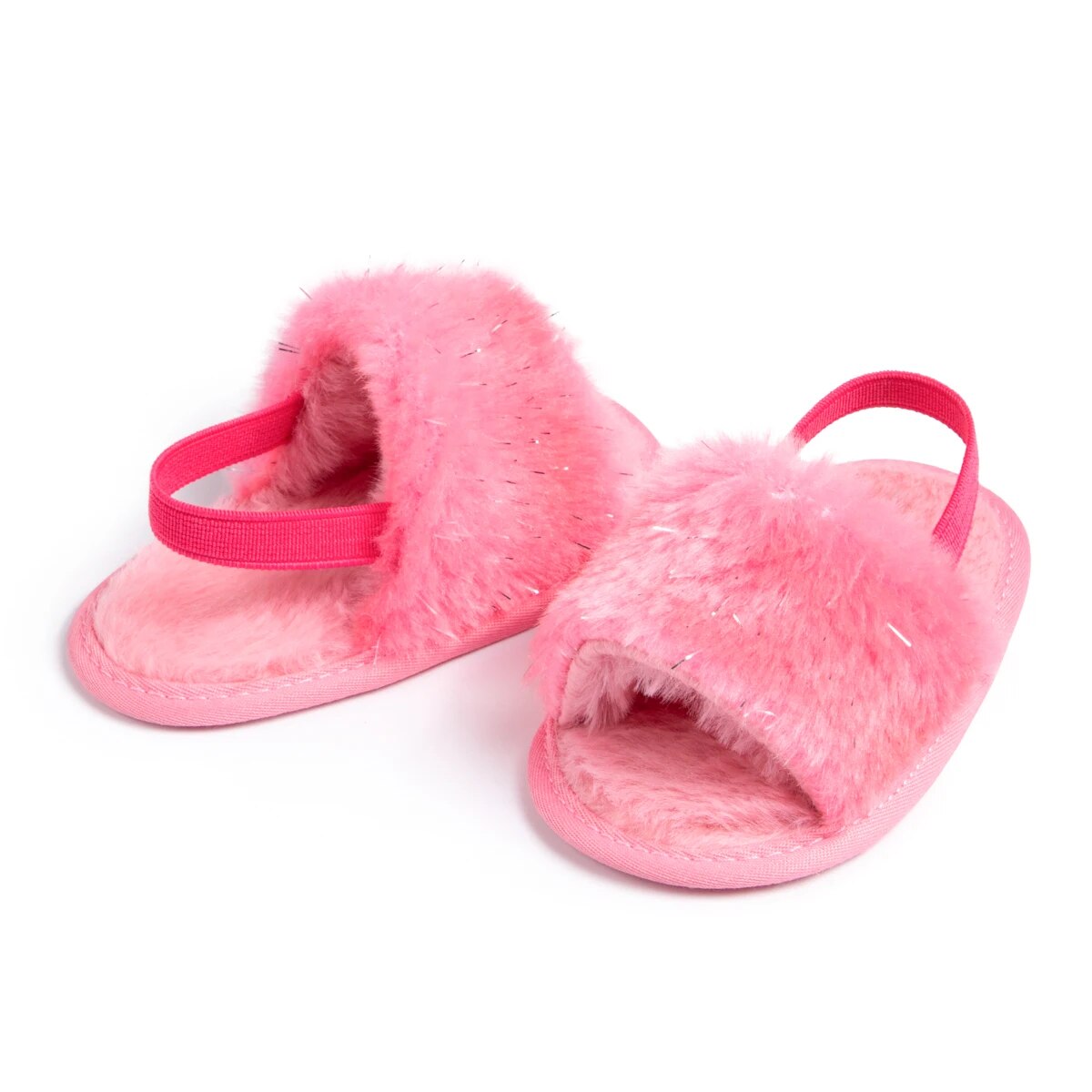 Meckior Baby Boys Girls Sandals, Fluffy Baby Shoes with Soft Cotton Sole, Anti-Slip Toddler First Walkers & Indoor Baby
