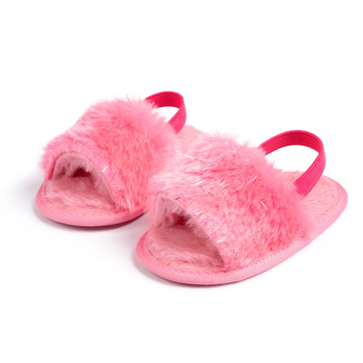 Meckior Baby Boys Girls Sandals, Fluffy Baby Shoes with Soft Cotton Sole, Anti-Slip Toddler First Walkers & Indoor Baby