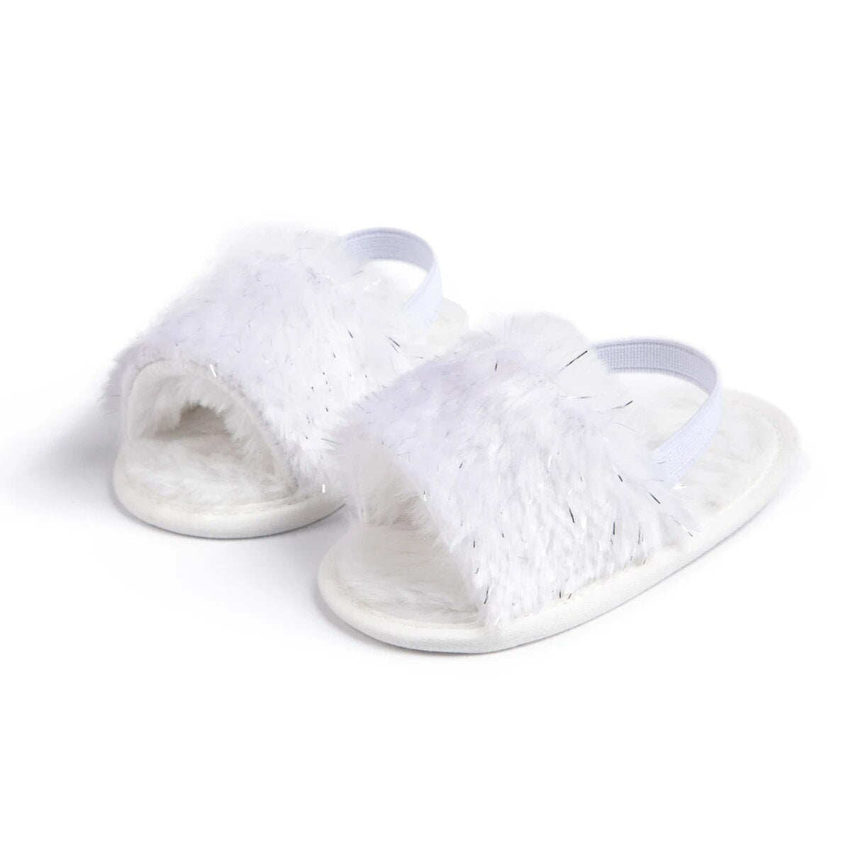 Meckior Baby Boys Girls Sandals, Fluffy Baby Shoes with Soft Cotton Sole, Anti-Slip Toddler First Walkers & Indoor Baby