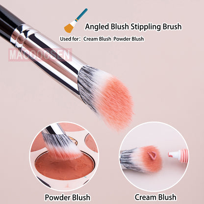 Angled Blush Brush Duo Fiber Goat Hair Stippling Diffusion Powder Liquid Blusher Makeup Brush Beaut 2
