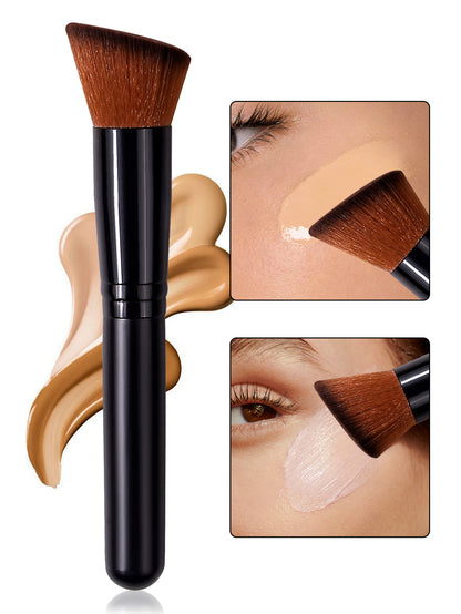 Angled Foundation Blush Brush Multipurpose Tool for Liquid Cream and Powder, Beginner Friendly Travel Essential Makeup
