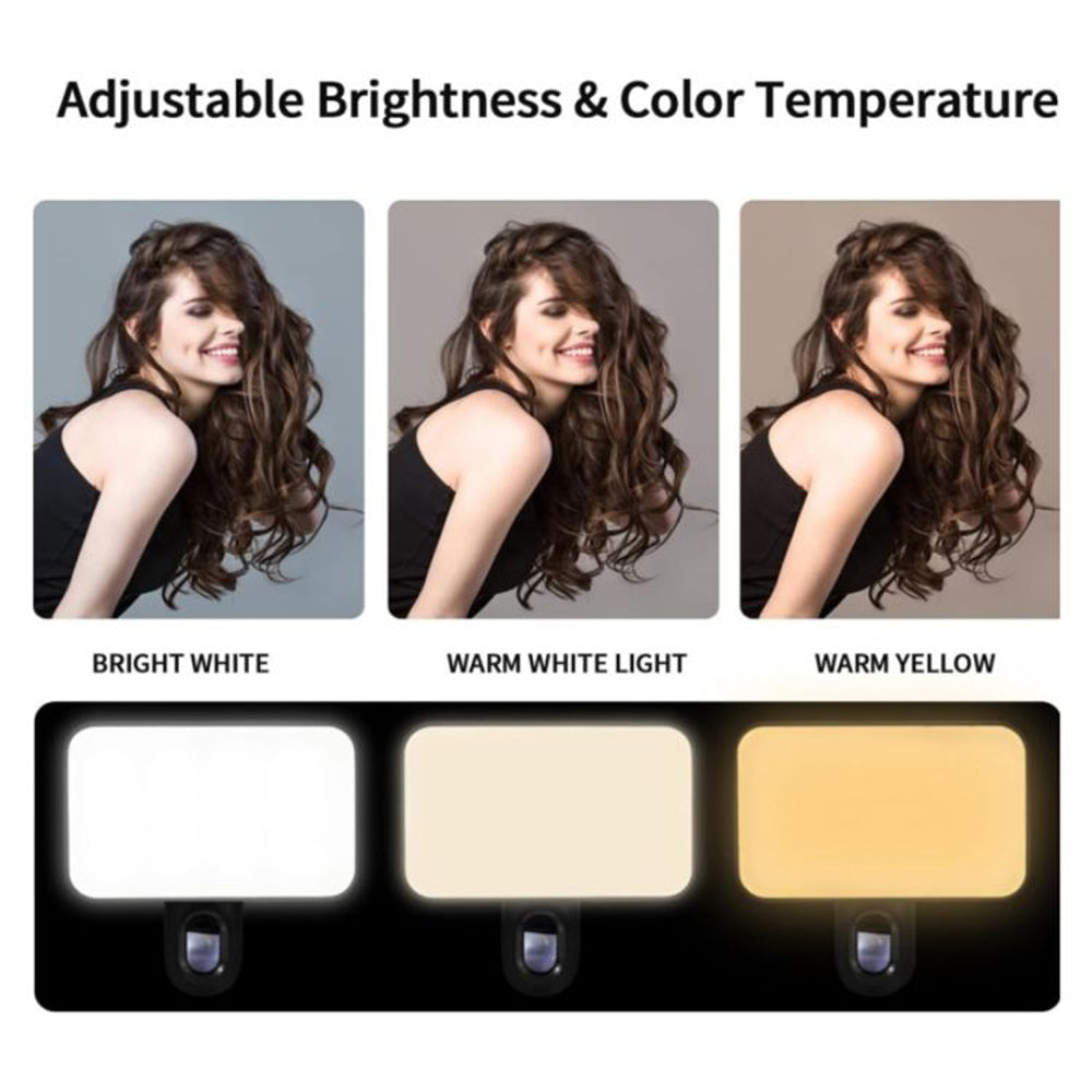 Portable Mini Selfie Fill Light New 3 Modes Adjustable Brightness Rechargeable Clip On Light For Mobile Phone Computer