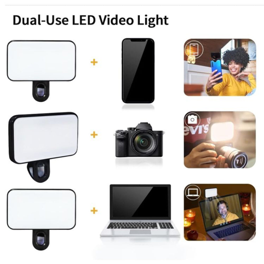 Portable Mini Selfie Fill Light New 3 Modes Adjustable Brightness Rechargeable Clip On Light For Mobile Phone Computer