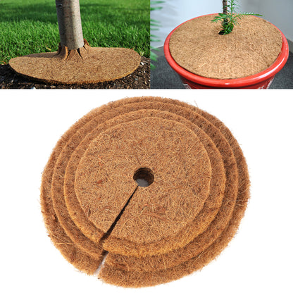Natural Coconut Fiber Tree Mulch Mat Cover Protector Flower Pot Disc Pad, Weed Control, Moisture Retention & Insulating