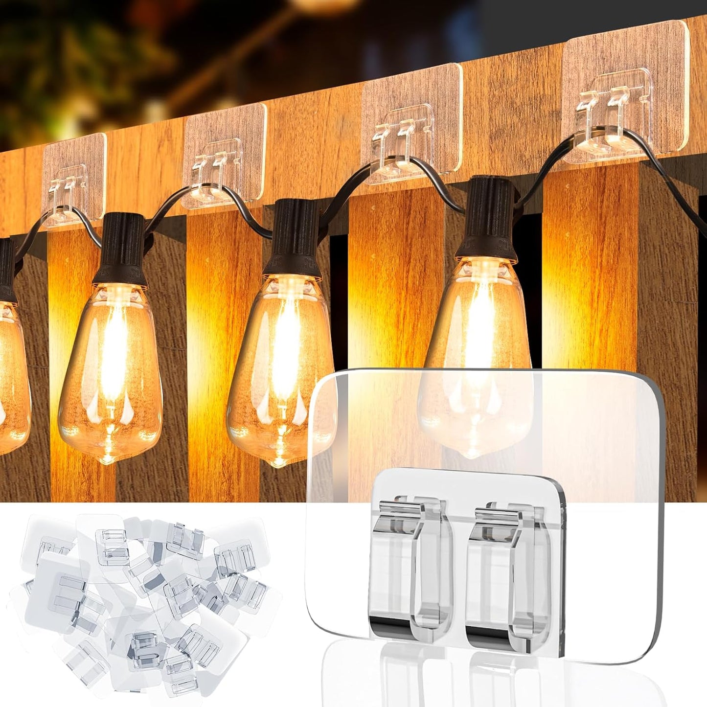 Heavy Duty Cable Clips Hooks for Hanging Christmas Lights With Waterproof Adhesive Outdoor String Lights Clips Strong