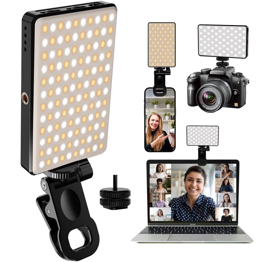 LED Selfie Light 120 LEDs, Rechargeable Clip Light with 3 Light Modes Ring Light for Phone iPad Laptop
