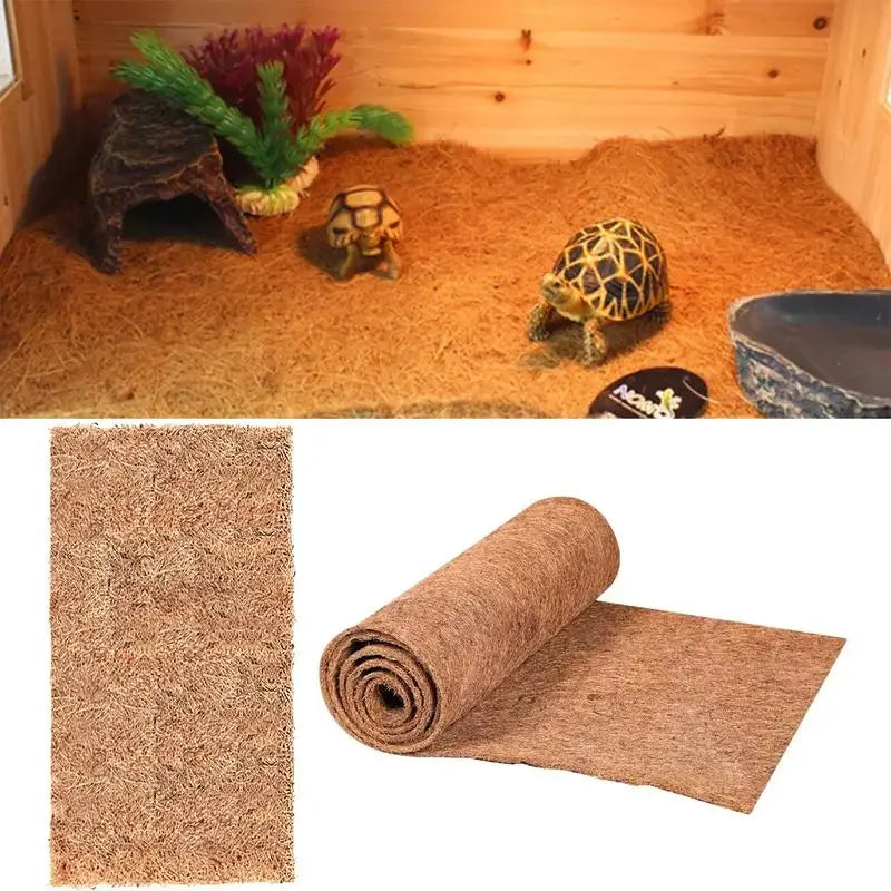 Reptile Carpet Natural Coconut Fiber Coir Tortoise Mat, Eco-Friendly Terrarium Bedding Liner for Reptiles, Lizards