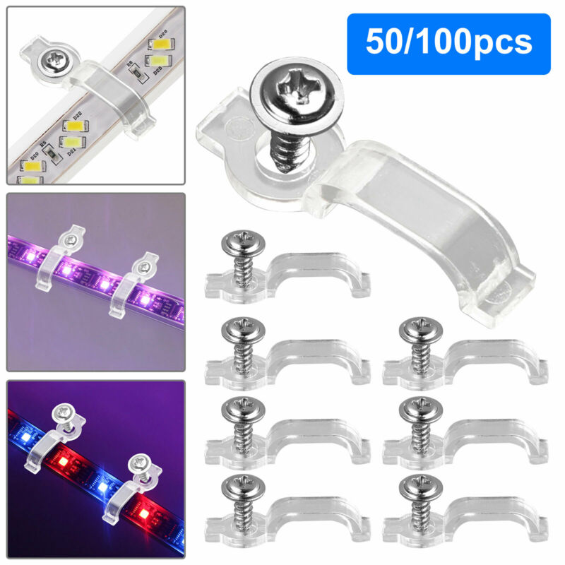 LED Strip Fixing Clips, Light Holder With Screws, Fixator Mount Clips For 5050 LED Strip Bar Cable Clamps