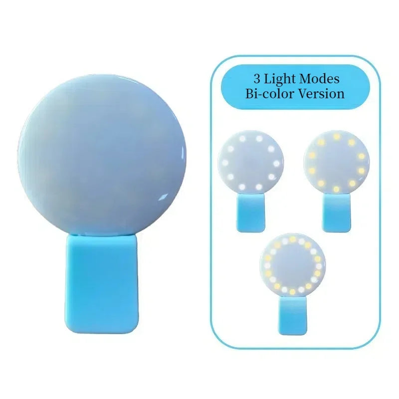 ClipOn Circle Light With Adjustable Brightness LED Selfie Ring Light For Phone Portable USB Recharg 11
