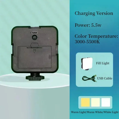 Portable Mini Clipon Fill Light For Mobile Video Light Photography Camera Multipurpose USB Charging