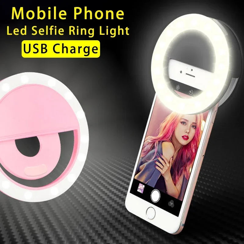 Selfie Light Clip On For iPhone Samsung Phone Video Ring Light, Photo Lamp Back Light USB Charge Flashlight