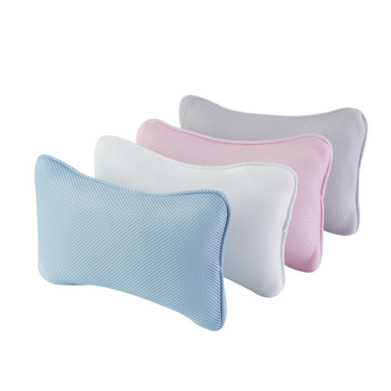 SPA Bathtub Bone Shaped Pillow Mesh Shower Headrest, Neck & Head Massage Support Bathroom Pillow for Comfortable Bat