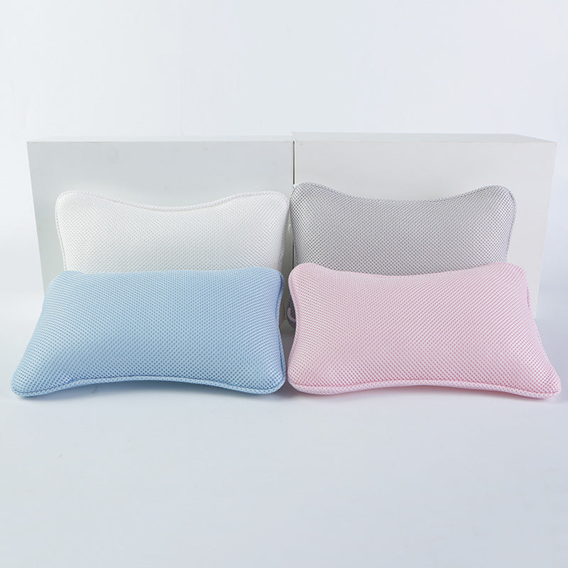 SPA Bathtub Bone Shaped Pillow Mesh Shower Headrest, Neck & Head Massage Support Bathroom Pillow for Comfortable Bat