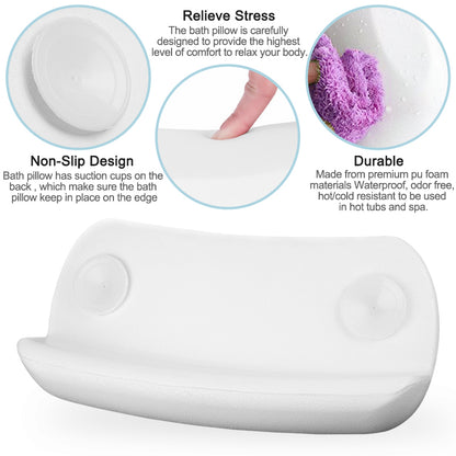 Non-Slip SPA Bath Pillow Headrest, Soft Waterproof Bathtub Cushion with Strong Suction Cups, Easy-Clean Bath Pillows