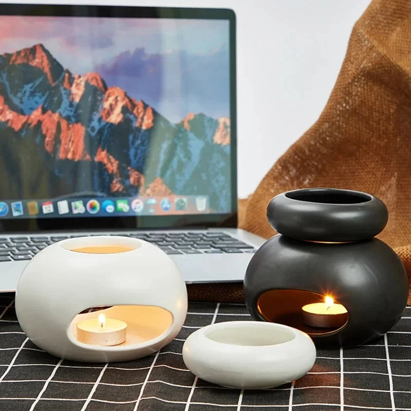 3 in1 Candle Holder, Essential Oils Lamp, Fragrance Incense Burner, Big Capacity Separated Candlestick for Home