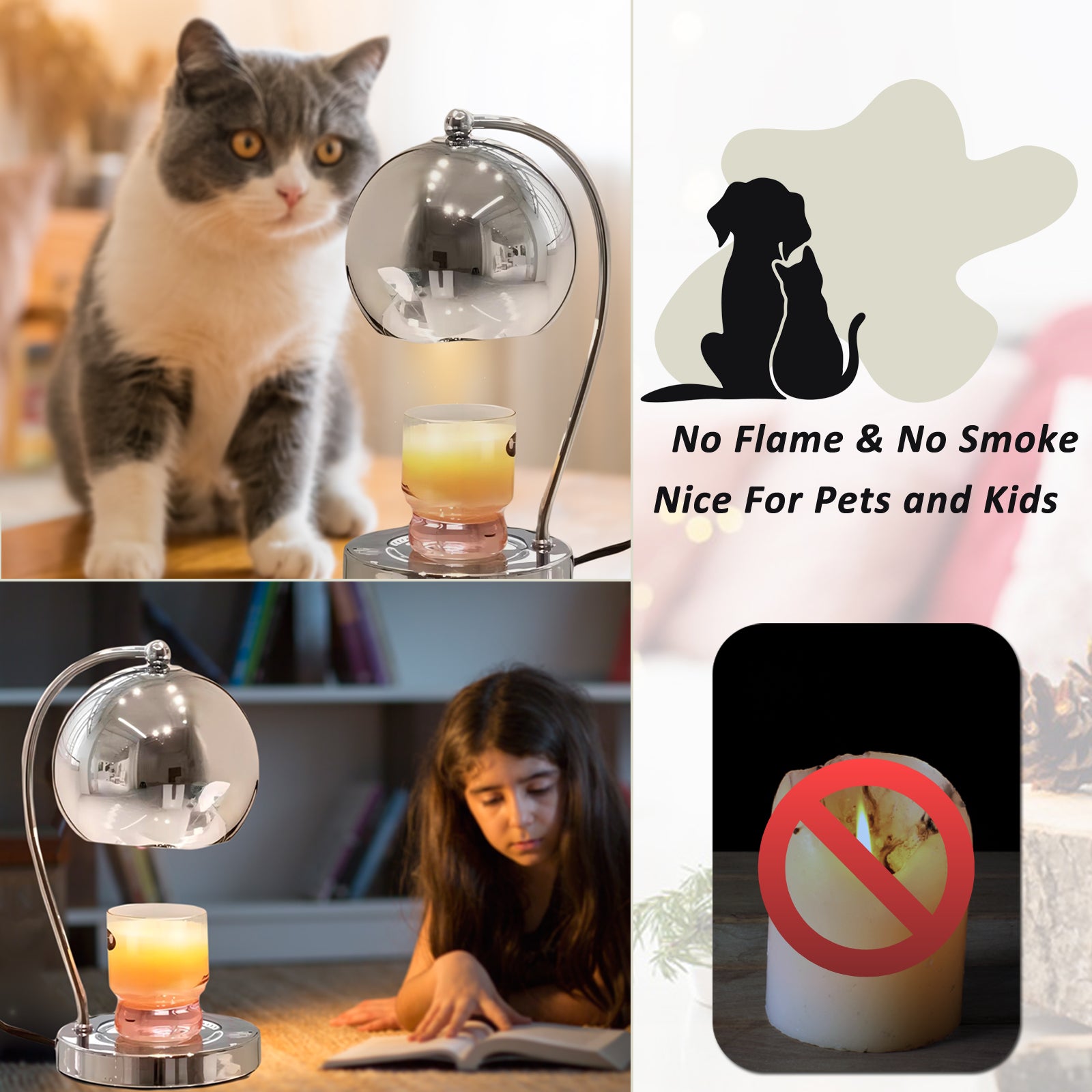 Scented Candle Lamp Apple Shape Wax, Chrome Candle Warmer Lamp With Timer and Dimmer, Romantic Aroma Diffuser Lamp