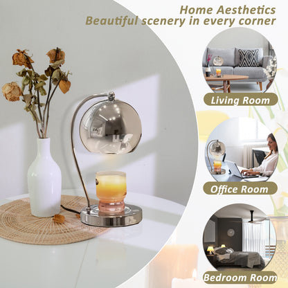 Scented Candle Lamp Apple Shape Wax, Chrome Candle Warmer Lamp With Timer and Dimmer, Romantic Aroma Diffuser Lamp