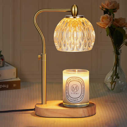Retro Candle Warmer Table Lamp, Aromatherapy Lamp with Dimmer, Timer, Adjustable Height for Scented Candle Decor