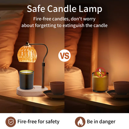 Retro Candle Warmer Table Lamp, Aromatherapy Lamp with Dimmer, Timer, Adjustable Height for Scented Candle Decor