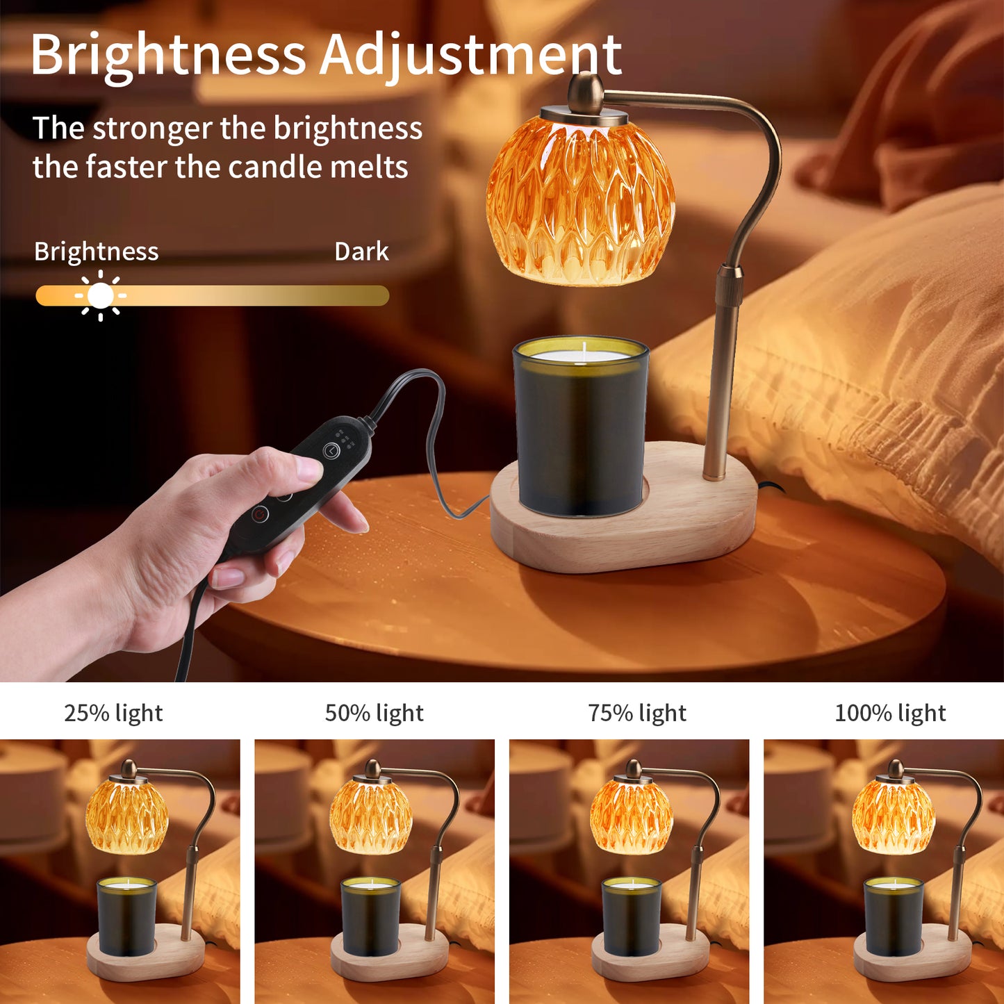 Retro Candle Warmer Table Lamp, Aromatherapy Lamp with Dimmer, Timer, Adjustable Height for Scented Candle Decor