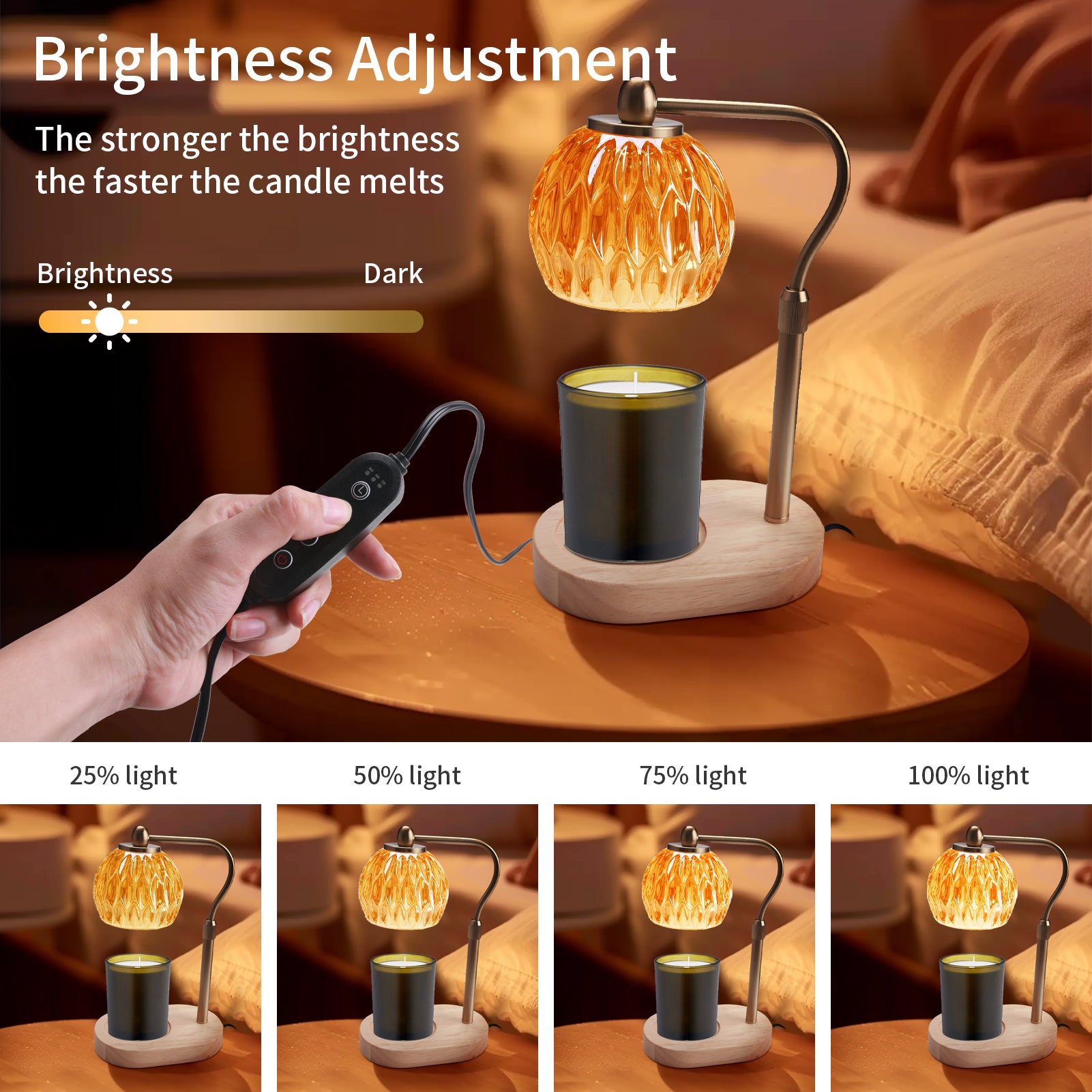 Retro Candle Warmer Table Lamp, Aromatherapy Lamp with Dimmer, Timer, Adjustable Height for Scented Candle Decor